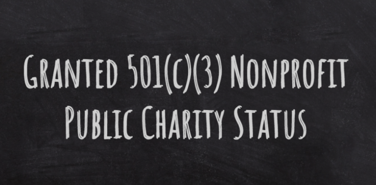 granted 501(c)(3) nonprofit public charity status