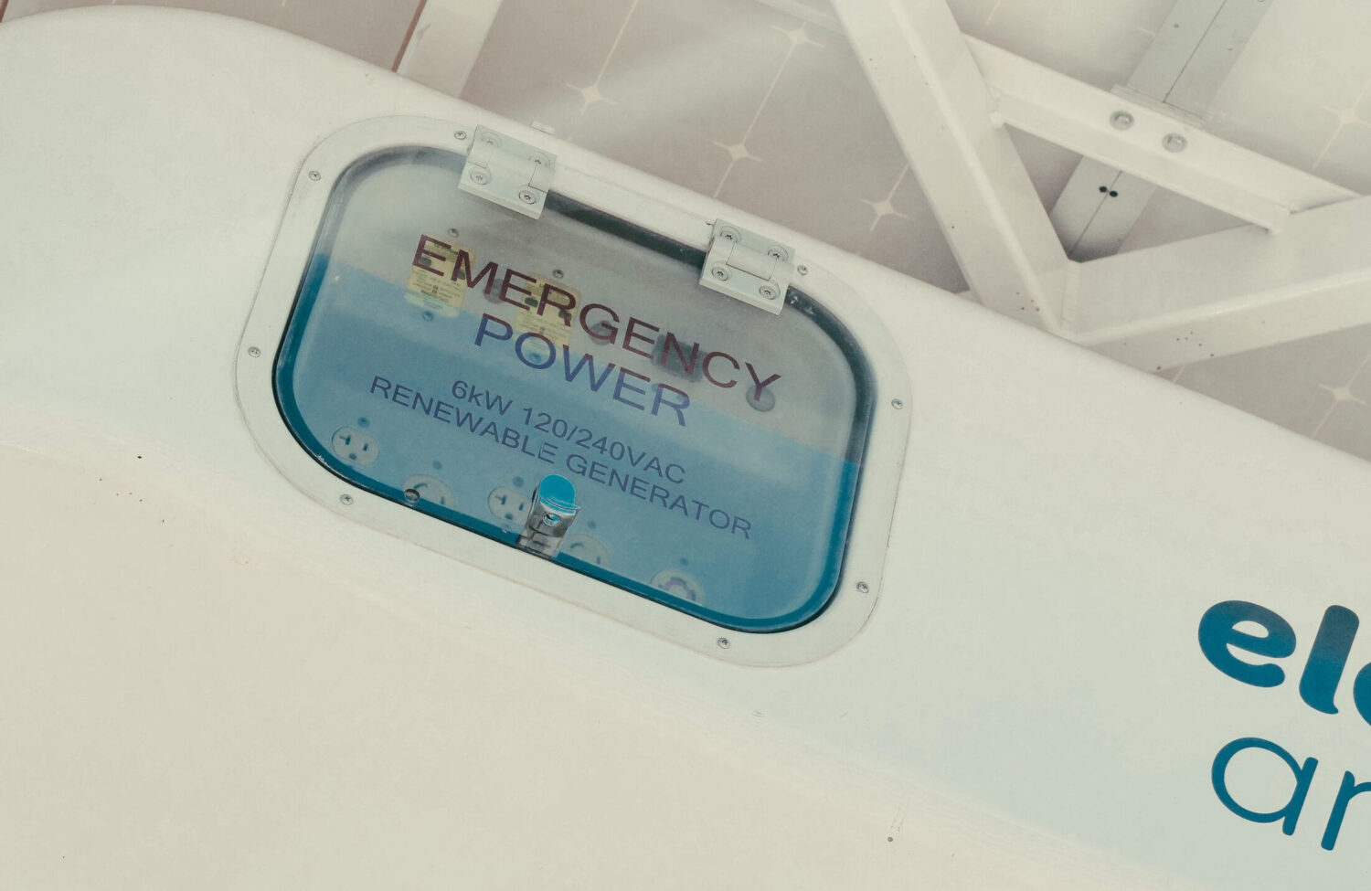 Image of an emergency power generator powered by renewable energy, featuring clean technology concepts. Photo by Kindel Media.
