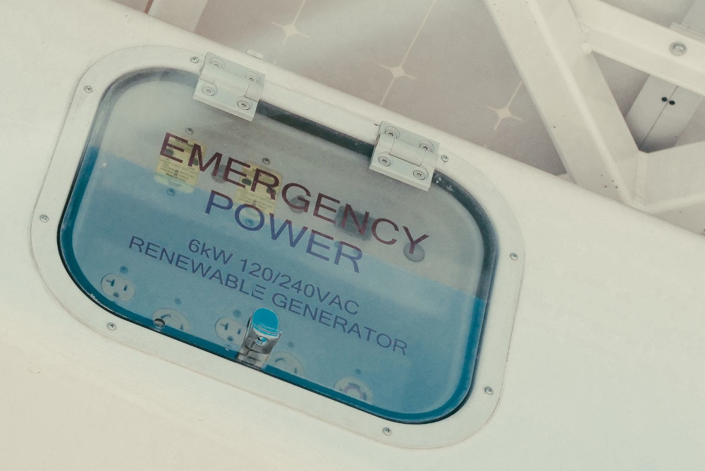 Image of an emergency power generator powered by renewable energy, featuring clean technology concepts. Photo by Kindel Media.